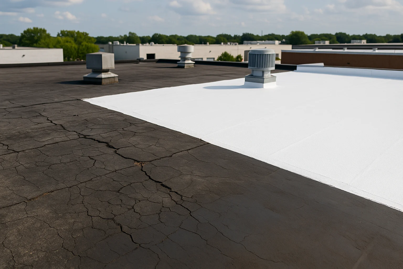 Roof Membrane Tear Repair Commercial Roofing Dayton OH for Dayton Commercial Roofing
